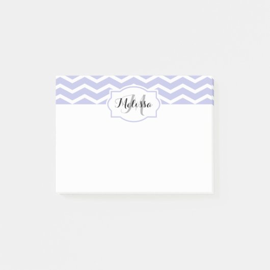 Periwinkle Zickzack Name Mit Monogramm Post-it Klebezettel (Vorderseite)
