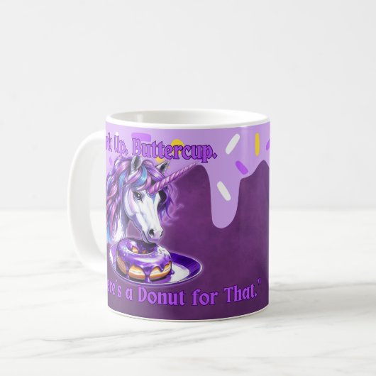 Perk Up, Buttercup - Einhorn Kaffeetasse (Vorderseite Links)
