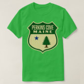 Perkins Cove Maine Retro Pine Tree Shield Green T-Shirt (Design vorne)