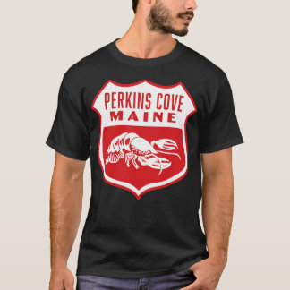 Perkins Cove Maine Retro Shield White T-Shirt