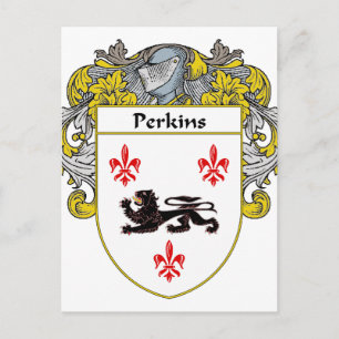 Perkins-Wappen von Waffen/Familienwappen (mantled) Postkarte