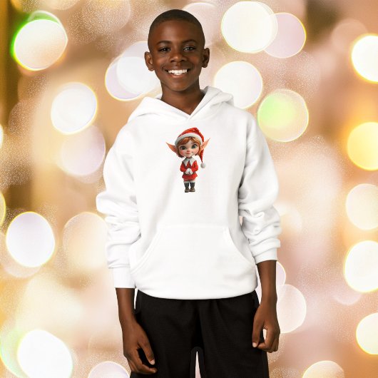 Perky Girl Christmas Elf Boy's Hoodie