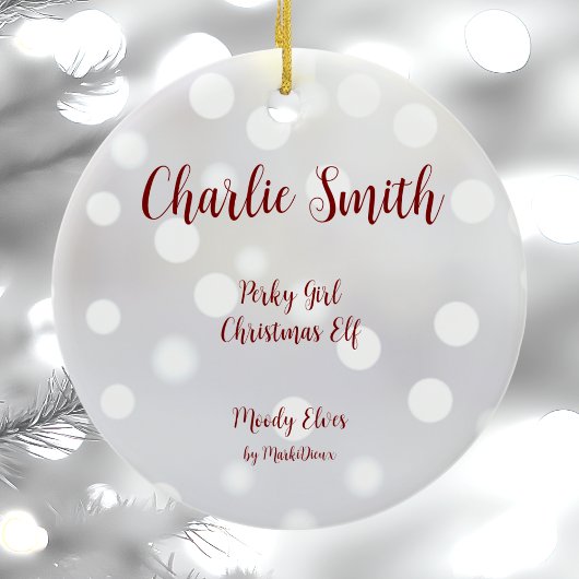 Perky Girl Christmas Elf Keramik Ornament