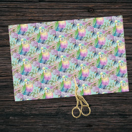 Perky Pastel Pink Gelb und Blau Parakets Seidenpapier