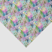 Perky Pastel Pink Gelb und Blau Parakets Seidenpapier (Ausschnitt)