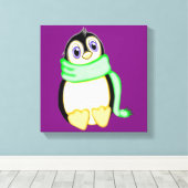Perky Penguin 12 x 12 Leinwanddruck (Insitu (Holzboden))