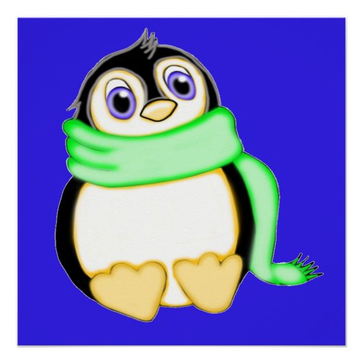 Perky Penguin Blue Poster (Vorderseite)