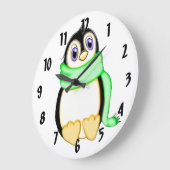 Perky Penguin Große Wanduhr (Winkel)