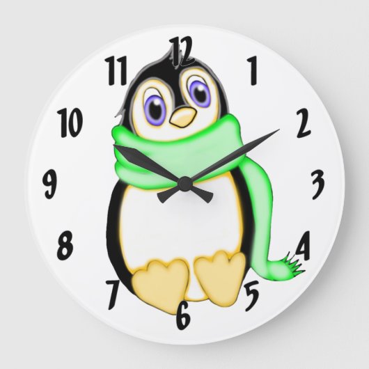 Perky Penguin Große Wanduhr (Vorderseite)