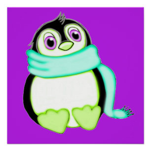 Perky Penguin Lila Poster