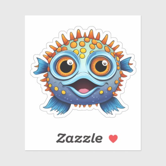 Perky Puffer Fisch wasserdicht Aufkleber (Blatt)