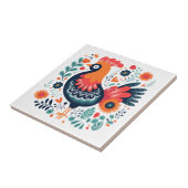 Perky Rooster skandinavische Folklorekunst Fliese (Seite)