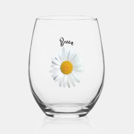 Perky White Daisy Blume Personalisiert Glass Weinglas Ohne Stiel