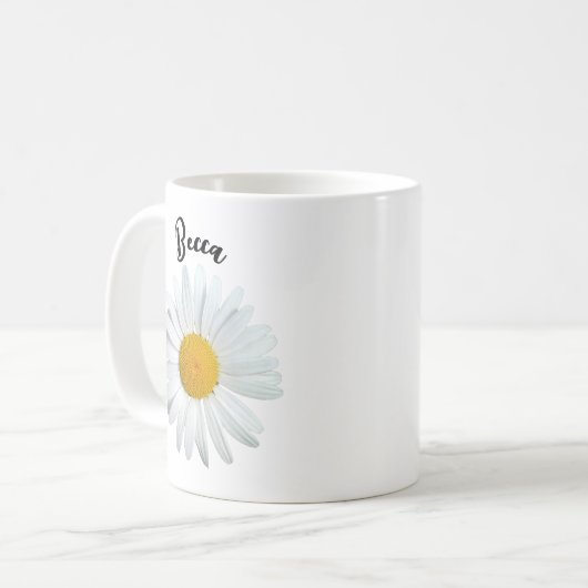 Perky White Daisy-Blume personalisiert Mug Kaffeetasse (Vorderseite Links)