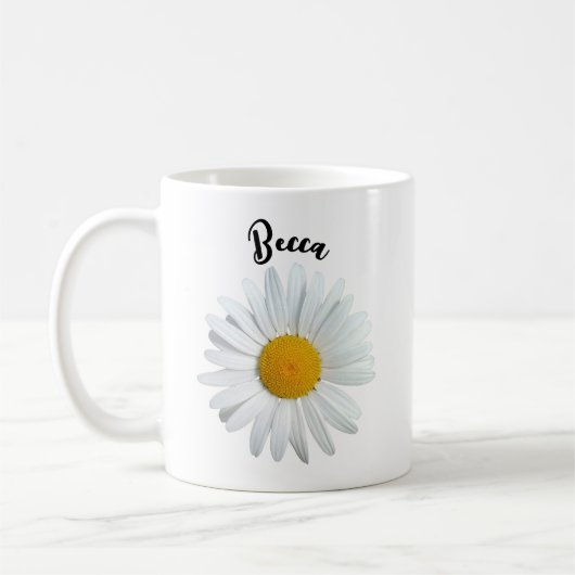 Perky White Daisy-Blume personalisiert Mug Kaffeetasse (Links)