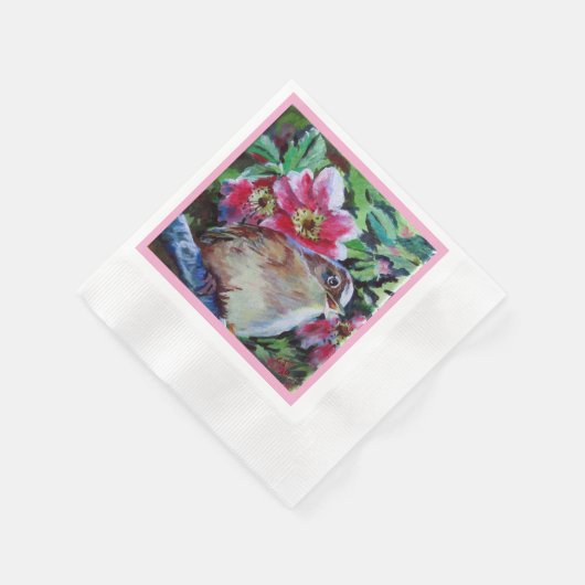 Perky Wren & Blume Serviette (Ecke)