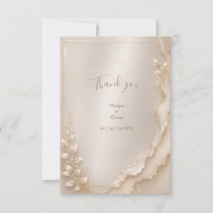 Perl-Gold metallic Coastal Wedding Botanicals Dankeskarte