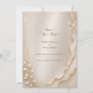 Perl-Gold metallic Coastal Wedding Botanicals Einladung