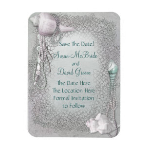 Perl-Muschel-Strand-Hochzeit-Save-The-Date-Magnet Magnet