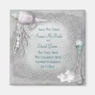 Perl-Muschel-Strand-Hochzeit-Save-The-Date-Magnet Magnet
