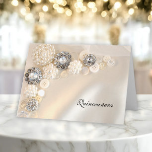Perl- und Diamantknöpfe Quinceañera-Einladung Einladung