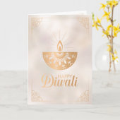 Perl und Goldverzierung Happy Diwali Karte (Gelbe Blume)