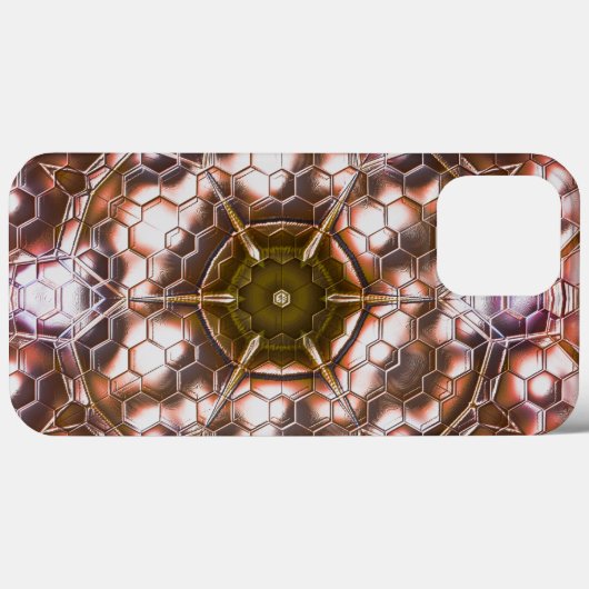 Perlbraunes Kaleidoskop überlappender Hexagonen Case-Mate iPhone Hülle (Rückseite (Horizontal))