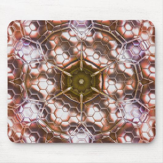 Perlbraunes Kaleidoskop überlappender Hexagonen Mousepad (Vorne)