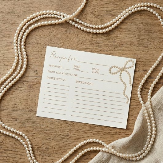 Perle Bow Knoten Binden Brautdusche Rezeptkarte