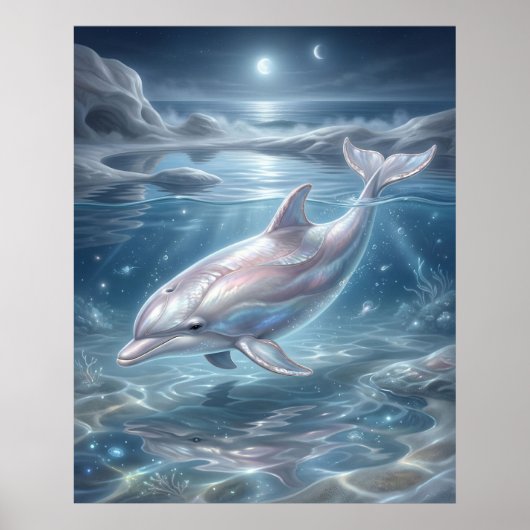 Perle Delphin Mondlicht Poster (Vorne)