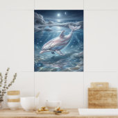 Perle Delphin Mondlicht Poster (Küche)