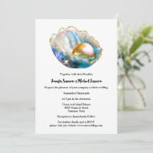 Perle in Austern Muschel irisierender Schimmer Str Einladung (Stehend Vorderseite)