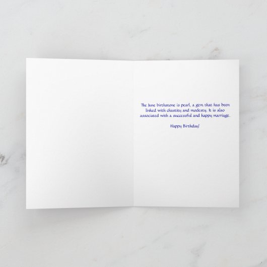 Perle - Juni-Geburtstag für sie Karte (Innenseite)