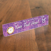 Perle mögen Stier-Tierkreis-Zeichen-pinkfarbene Namensplakette (Seite)