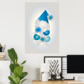 Perle und blau zu Weihnachten Poster (Heimbüro)