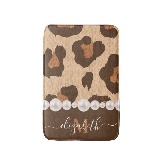 Perle und Leopard Badematte (Vorderseite Vertikal)