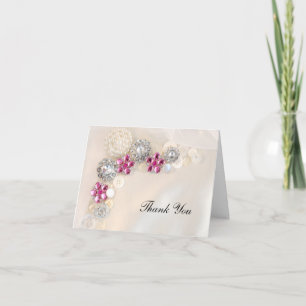 Perle und rosa Diamant Knopf Brautjungfer Danke