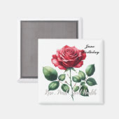 Perle und rote Rose als Geburtsstein Juni  Magnet (Vorderseite/Rückseite)
