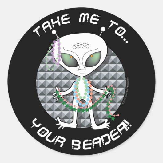 Perlen-alien Runder Aufkleber (Vorderseite)