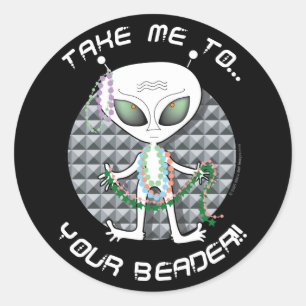 Perlen-alien Runder Aufkleber