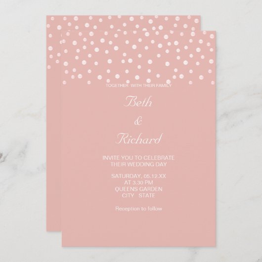 Perlen auf Rose Gold Einladung (Vorne/Hinten)