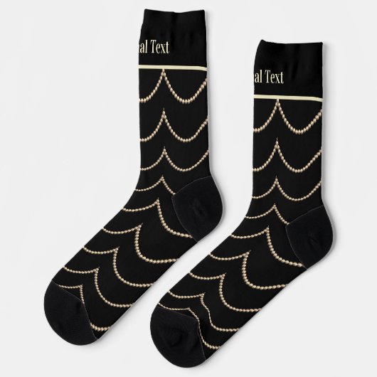 Perlen auf Schwarz Art Deco Elegante - optionaler Socken (Linkes Detail)