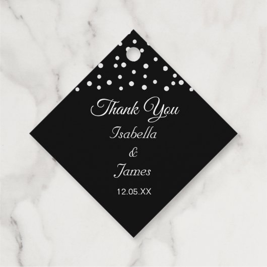 Perlen auf Schwarz-Weiß-Hochzeit Geschenkanhänger (Rückseite)