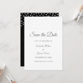 Perlen auf Schwarz-Weiß-Hochzeit Speichern Sie die Karte (Vorderseite/Rückseite Beispiel)