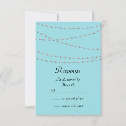 Perlen auf türkisfarbenem UAWG RSVP Karte (Vorderseite)