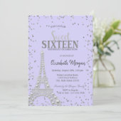 Perlen aus Eiffelturm, Diamantrahmen Lavander Einladung (Stehend Vorderseite)