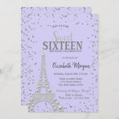 Perlen aus Eiffelturm, Diamantrahmen Lavander Einladung (Vorne/Hinten)