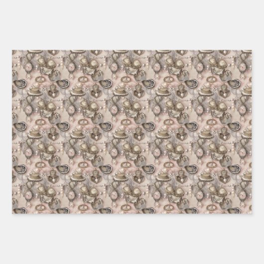 Perlen aus niedlichen Austern-Muscheln Geschenkpapier Set (Vorderseite)