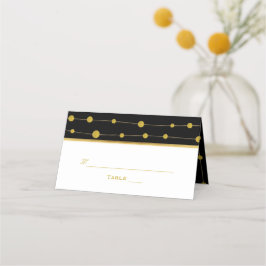 Perlen aus schwarzer und goldener Folie Hochzeitsk Platzkarte