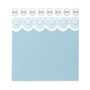 Perlen aus Weißen Spitzen und Imitaten Notizblock